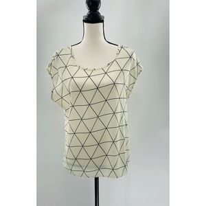 Mandy Evans Sheer‎  Geo. Pattern Black/White Blouse